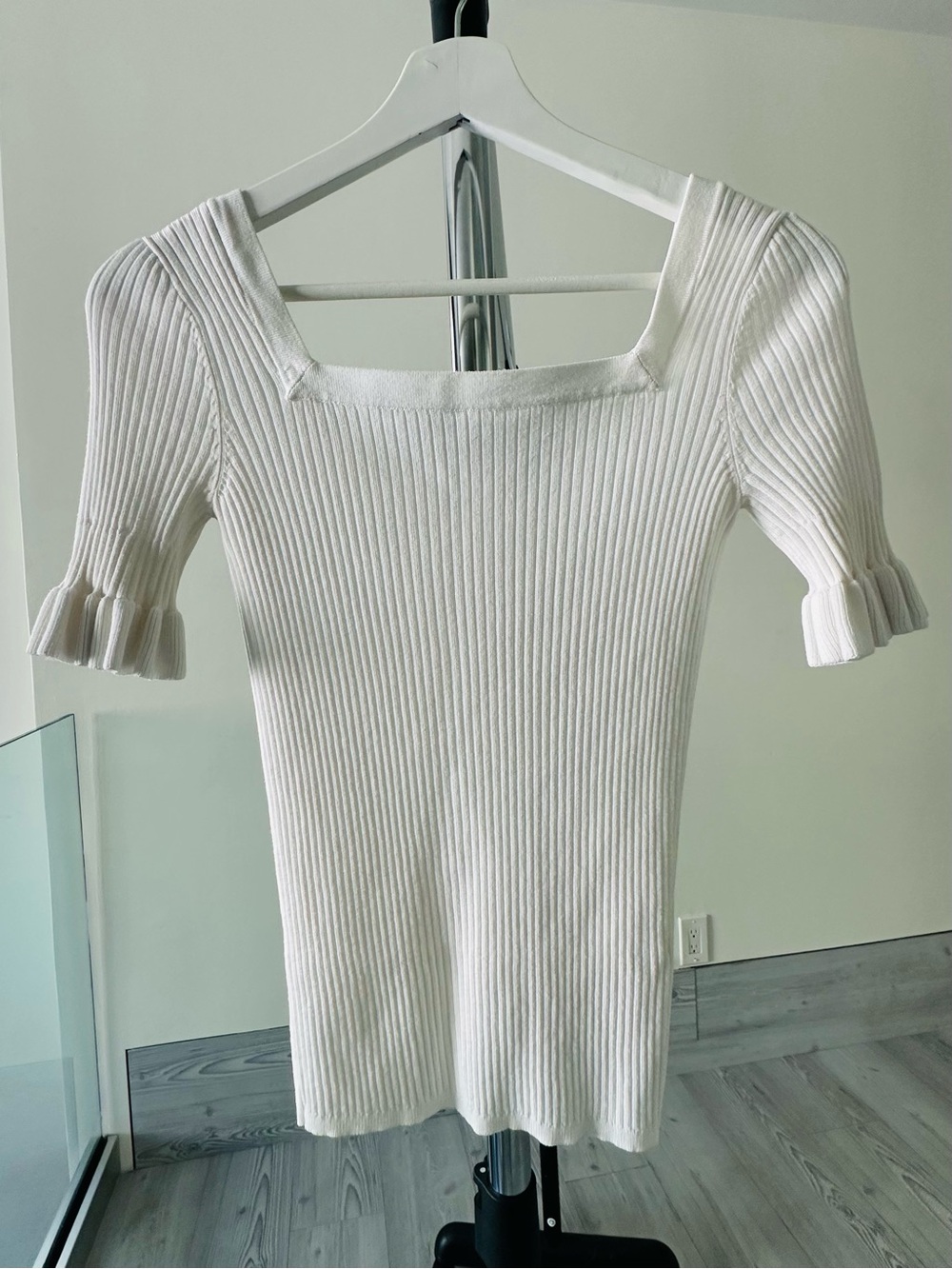SANDRO ribbed square neck top Small - Picture 5 of 7